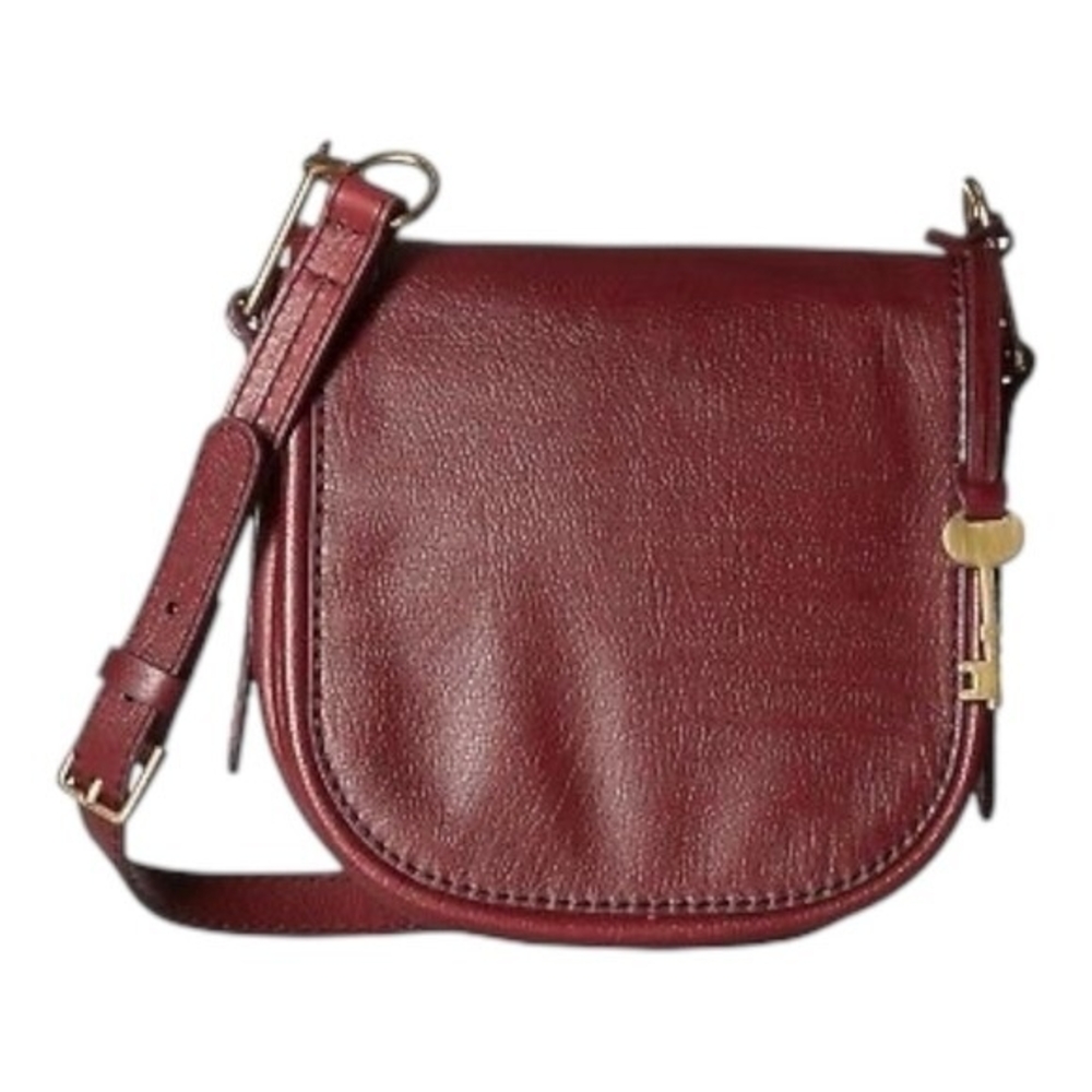 Fossil Rumi Burgundy Leather Crossbody Shoulder Bag Gold Hardware Very Good - Picture 5 of 12
